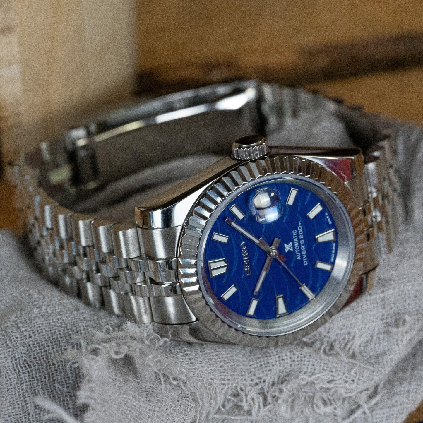 MOD DJ - BLUE WAVE - MONTRE A PAPY - Montre automatique seiko mod 39mm