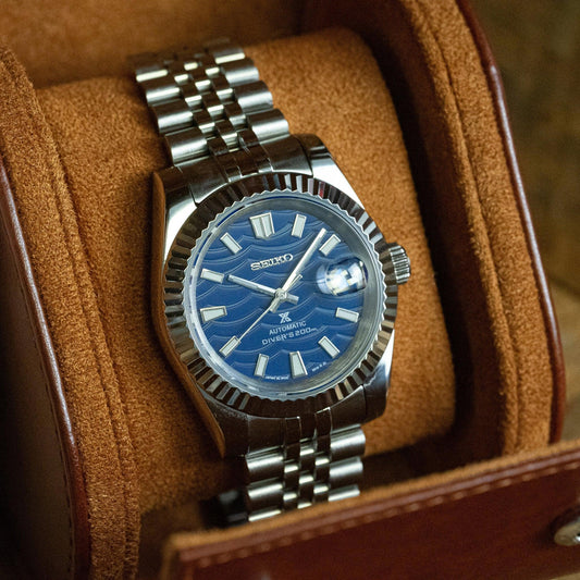 MOD DATE JUST - BLUE WAVE - MONTRE A PAPY - Montre automatique seiko mod 39mm