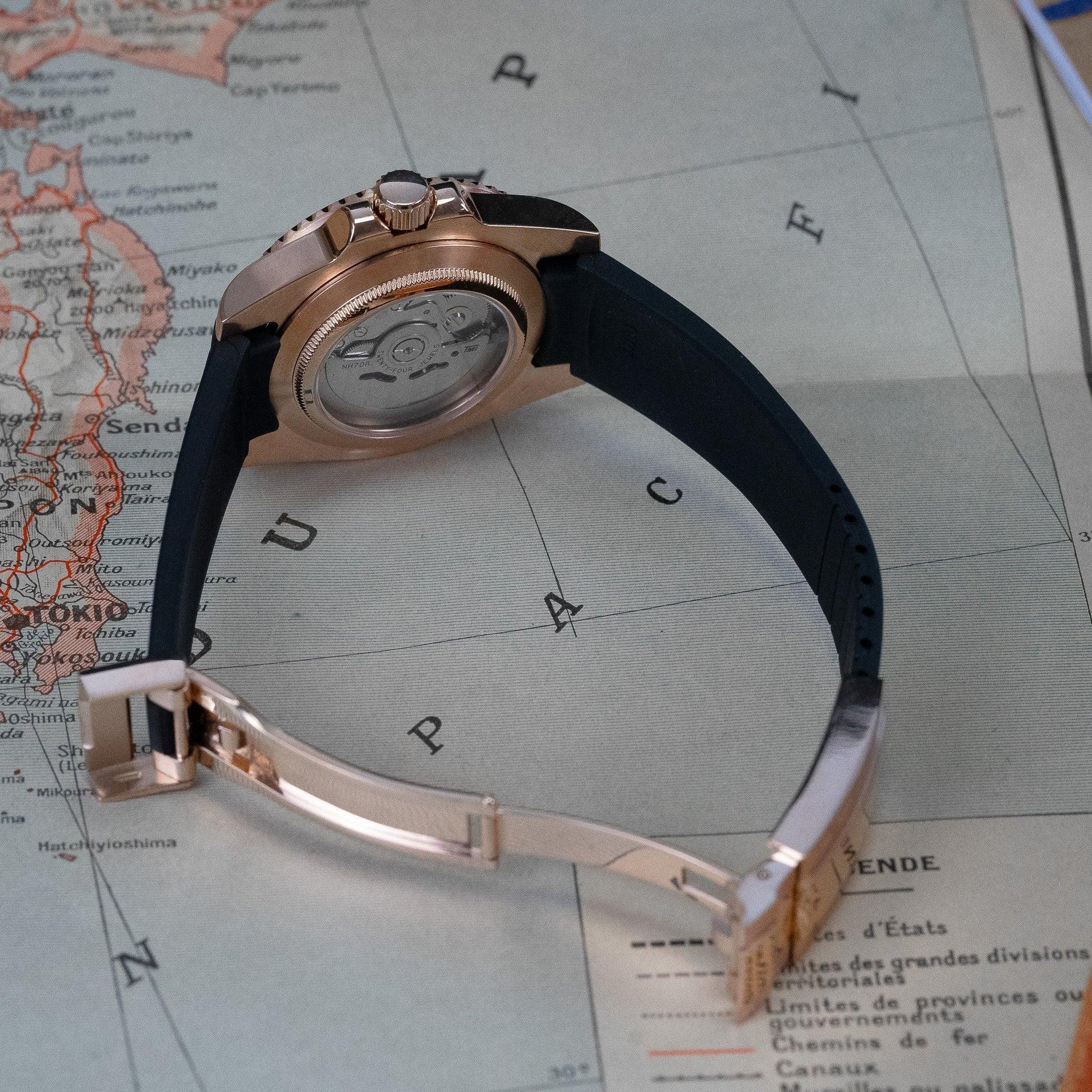 MOD YACHT - PINK GOLD SQUELETTE - MONTRE A PAPY - Montre automatique seiko mod