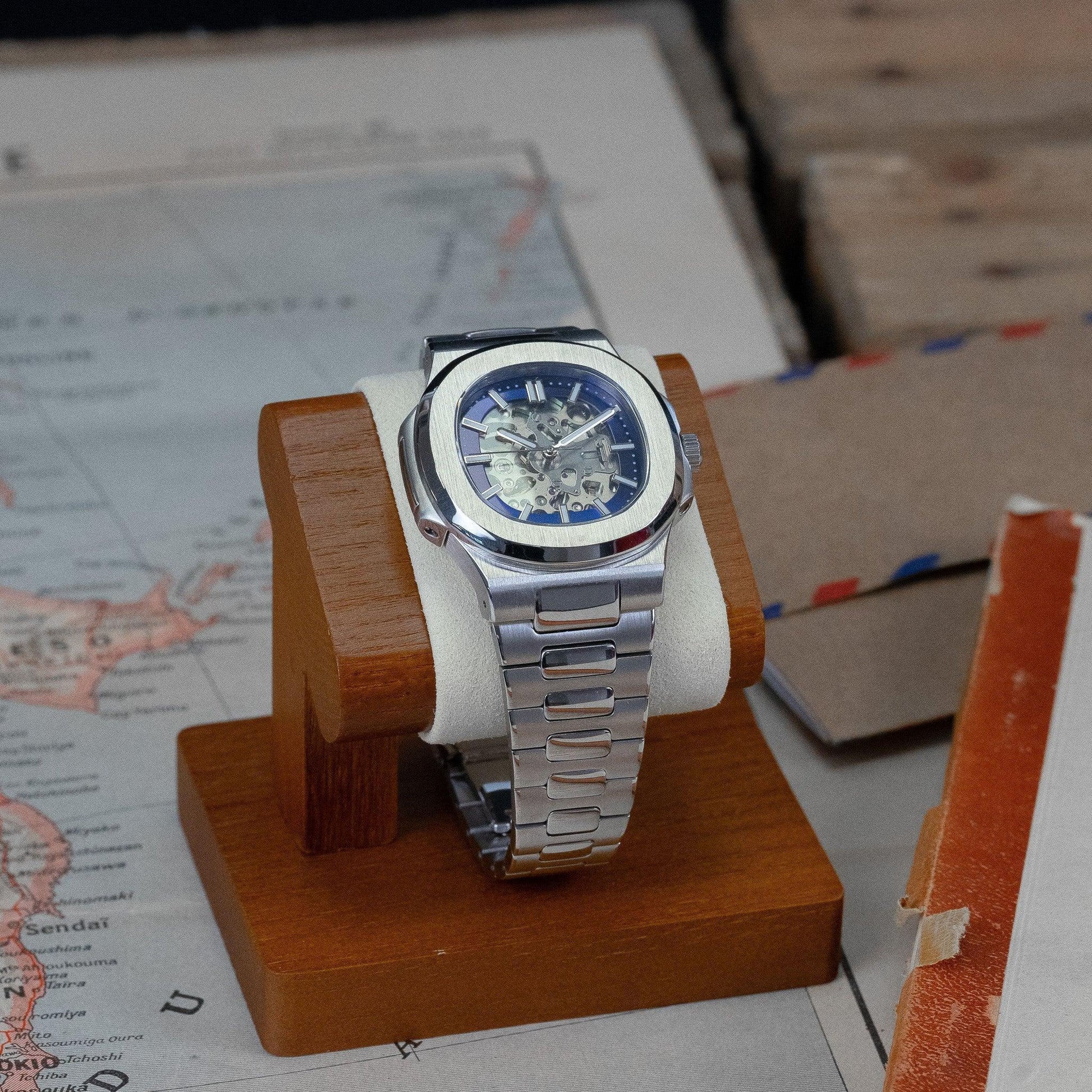 MOD NAUT - SQUELETTE BLUE - MONTRE A PAPY - Montre automatique seiko mod